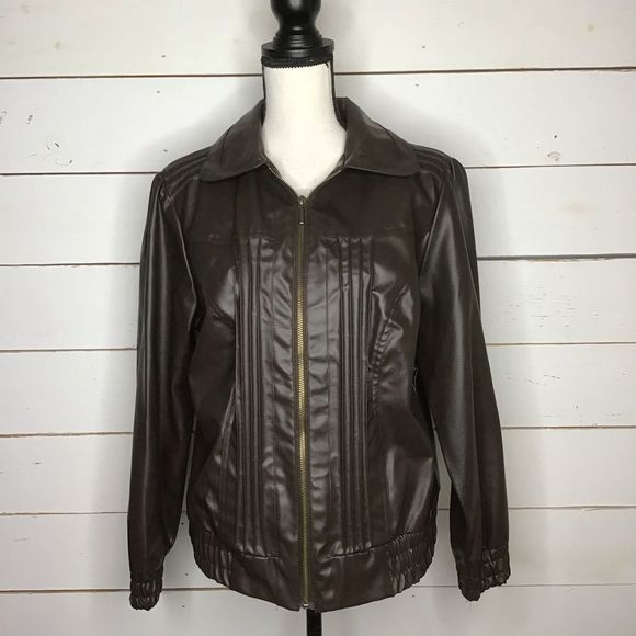 New New Directions Leather Jacket Full Zip Stretch - Picture 1 of 8